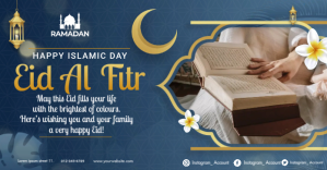 Blau Eid Al Fitr Celebration Facebook Shared Image Template