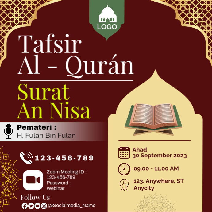ISLAMIC KAJIAN POSTER Template | PosterMyWall