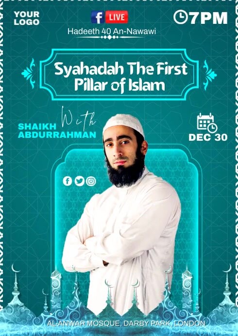 Islamic lecture Facebook Live Template | PosterMyWall