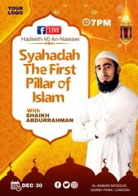 Islamic lecture Facebook Live A4 template