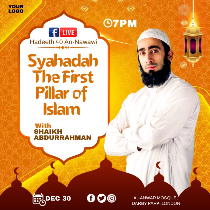 Islamic lecture Facebook Live Pos Instagram template