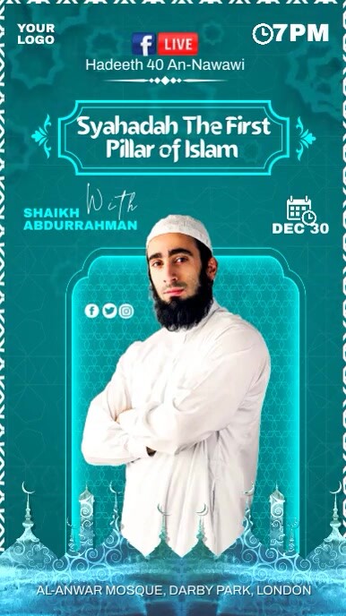 Islamic lecture Facebook Live Template | PosterMyWall