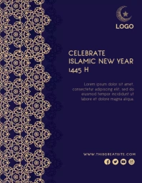 Islamic New Year Greeting Card Template Flyer (US Letter)