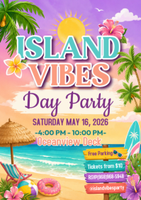 Island Vibes Day Party A4 template