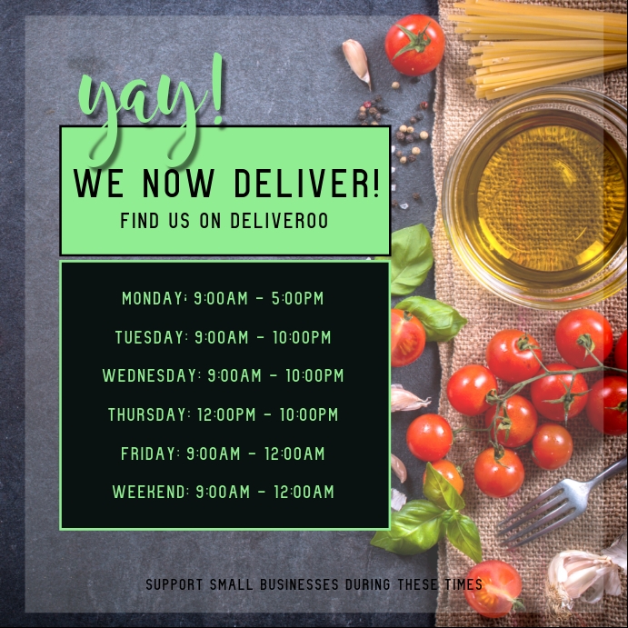 Isolation restuarant delivery Instagram Post template