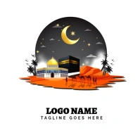 Isra miraj illustration Logo template