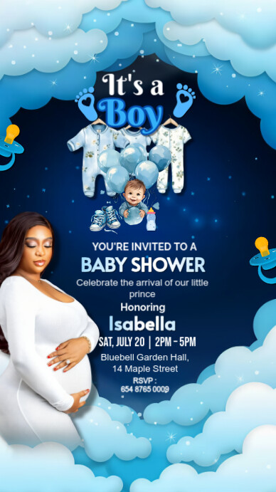 It's a boy baby shower Instagram na Kuwento template