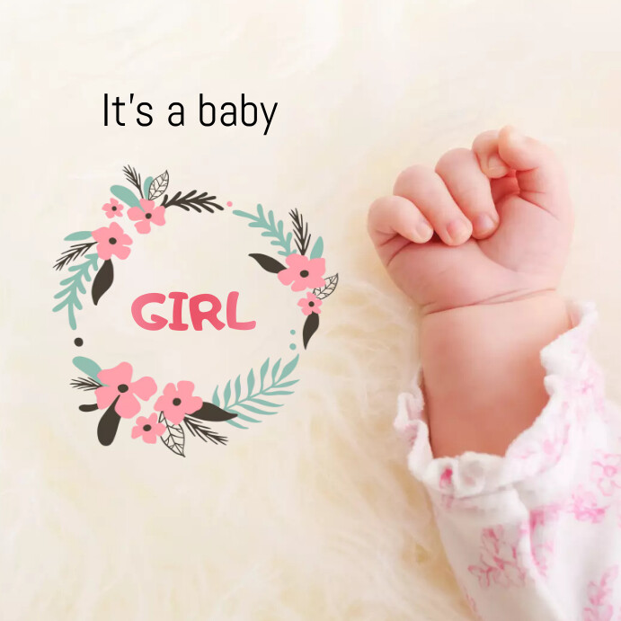 It's A Baby Girl Instagram Post template