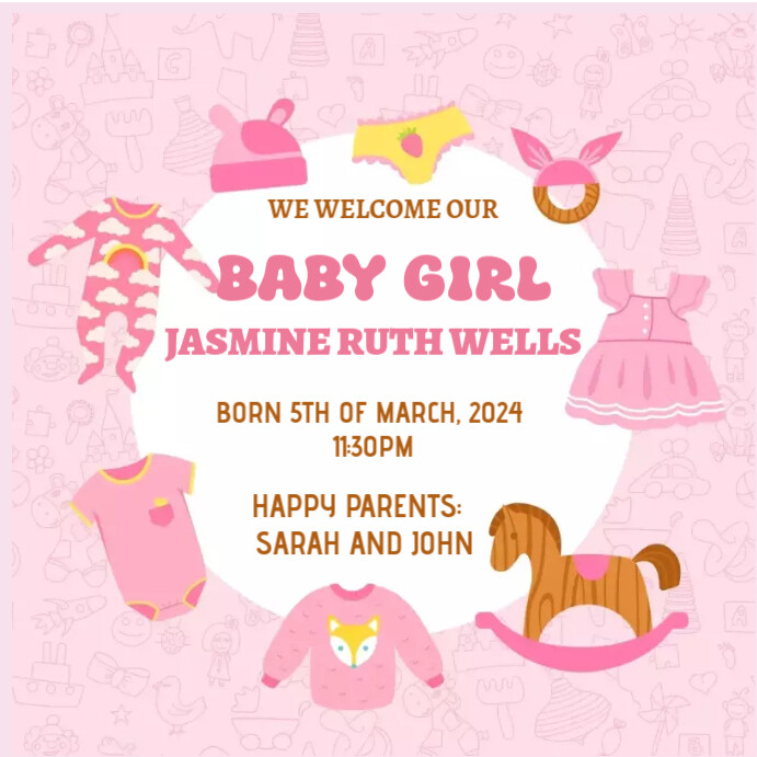 It's a Girl Announcement Instagram Post template