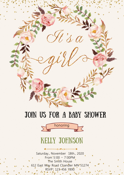It's a girl baby shower invitation Template | PosterMyWall It's a girl baby shower invitation Template | PosterMyWall