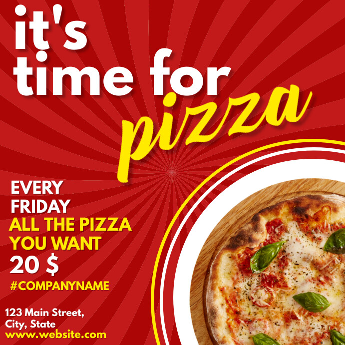 it's time for pizza instagram post design tem template