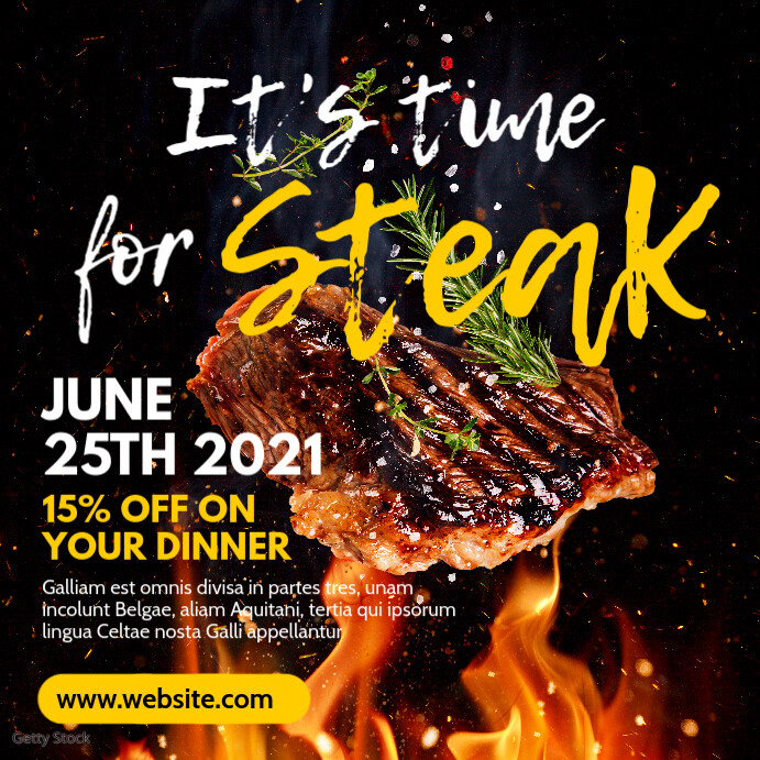 it's time for steak white and yellow colors a Wpis na Instagrama template