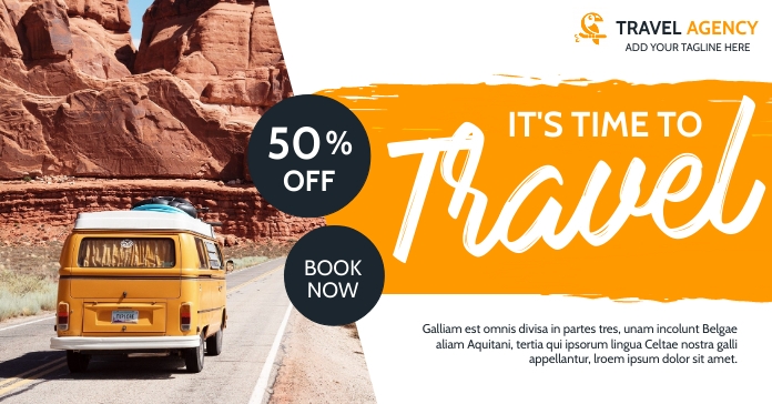 It's time to travel facebook advertising Reklama na Facebooka template