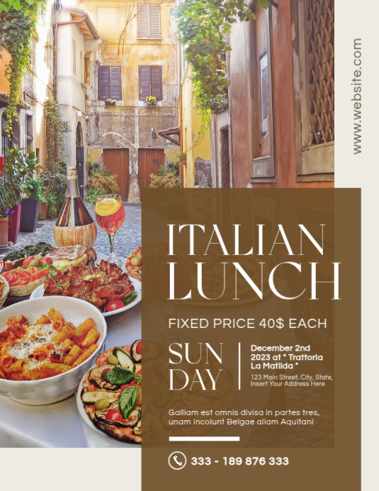 italian lunch event advertisement flyer 2023 Template | PosterMyWall