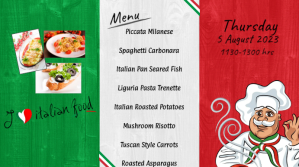 White Italian Menu Display Digital Display Template