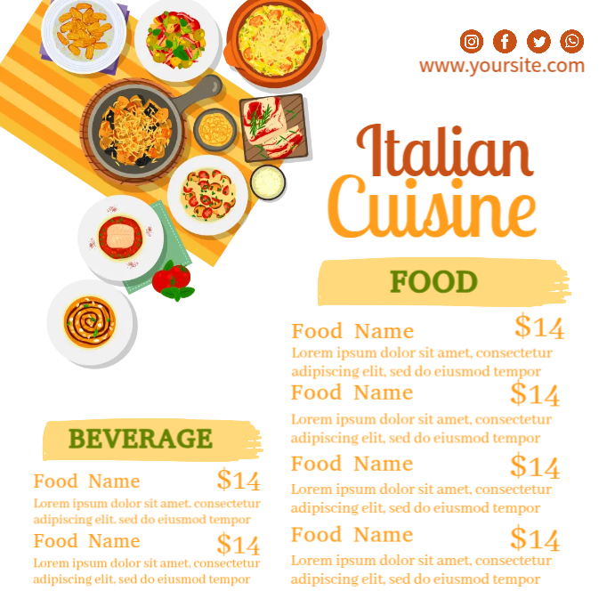 Italian Menu Templates Instagram Post