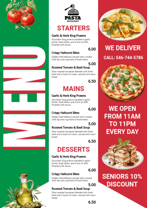 Italian Restaurant Menu Template PosterMyWall italian-restaurant-menu-template-postermywall
