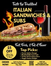 Italian Sandwiches Subs Fast Food Deal Pamflet (VSA Brief) template