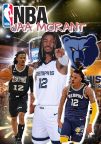 Jaa Morant Memphis Grizzlies NBA Basketball A4 template