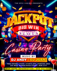 Jackpot casino party slots gambling themed event night club bar promotion flyer template poster desi Instagram Portrait