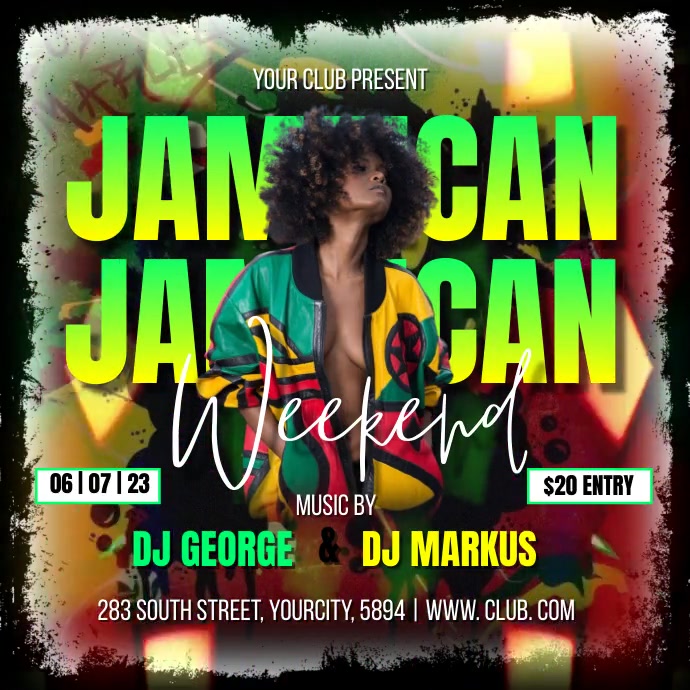 Jamaican flyer Square (1:1) template