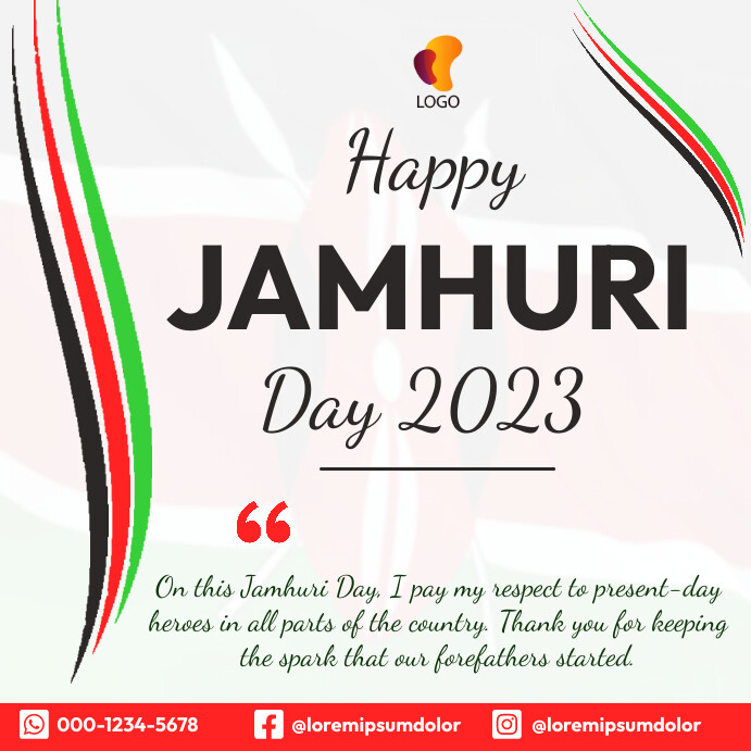 Jamhuri day card instagram post template | PosterMyWall