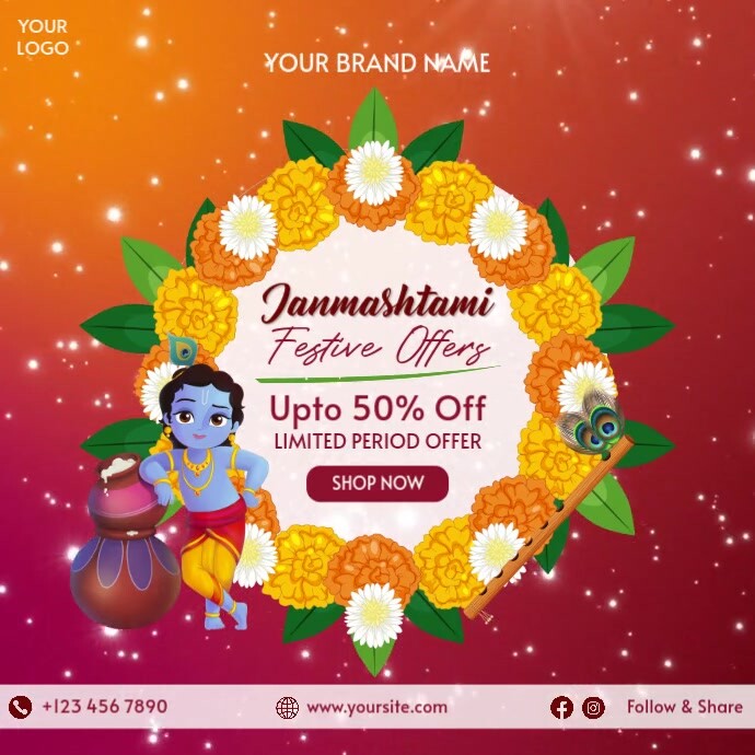 Janmashtami Festive Sale Instagram Post Template | PosterMyWall