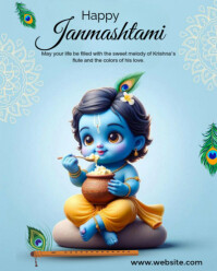 Blau Janmashtami Celebration Instagram Portrait Template