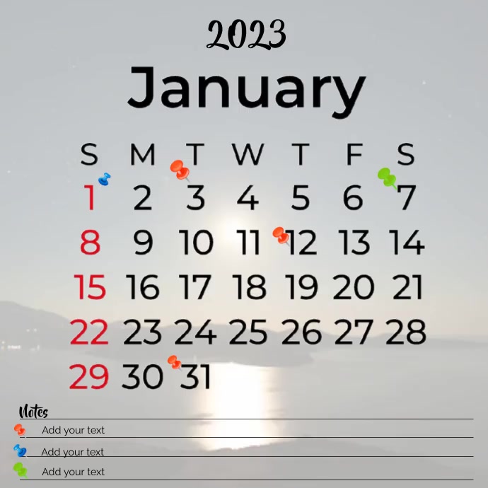 January 2023 month calendar with notes Template | PosterMyWall january-2023-month-calendar-with-notes-template-postermywall