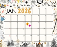 January 2026 Calendar Template Persegi Panjang Sedang
