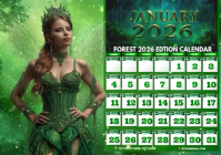 January 2026 Enchanted Forest Calendar A4 template