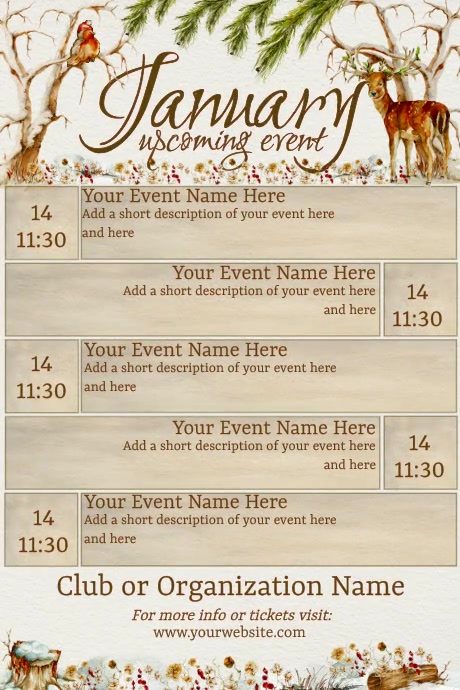 January Schedule Template January Calendar by Paula Template | PosterMyWall