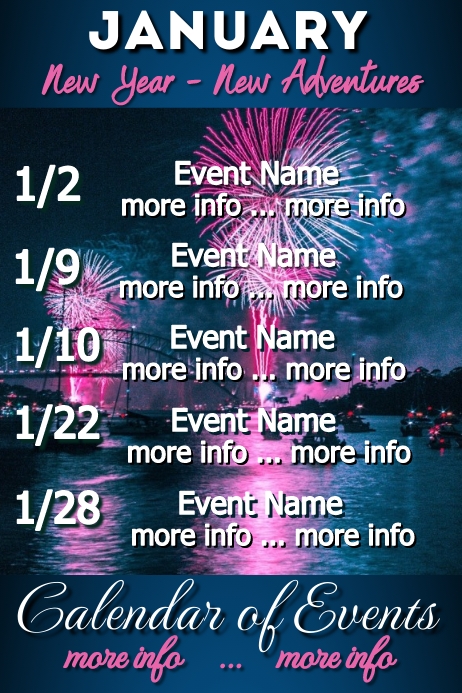 January Calendar of Events (2) Poster template