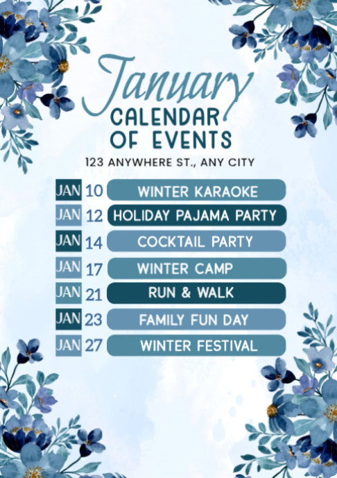 January Group/events January Calendar Of Events Template | PosterMyWall