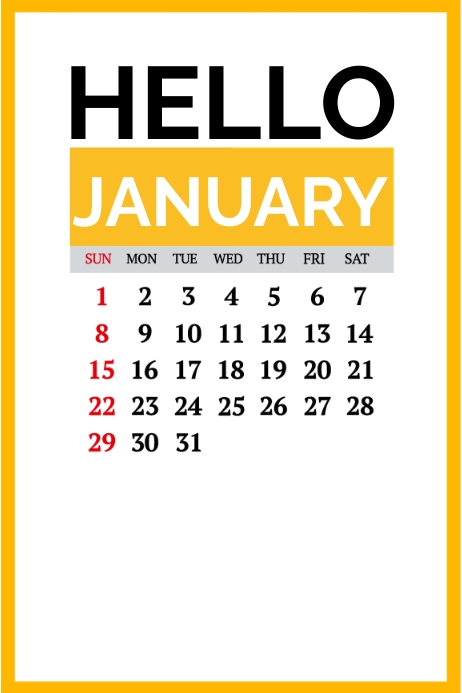 January Calender Template PosterMyWall