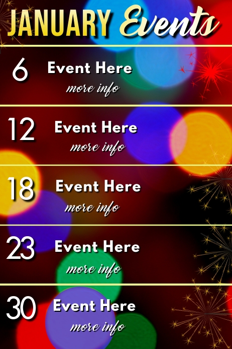 January Event Days January Events Calendar Template | PosterMyWall