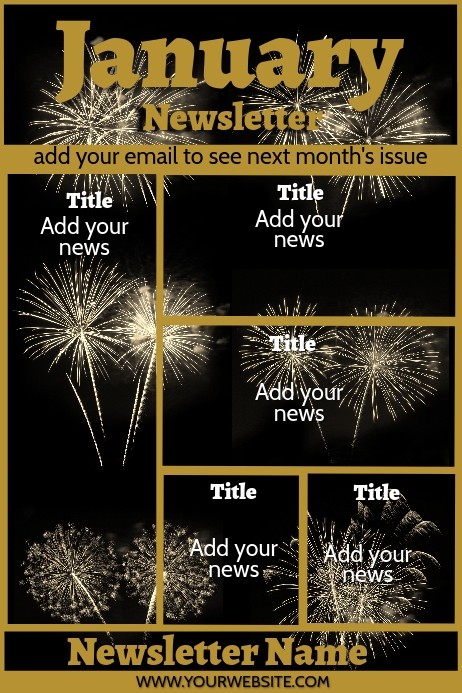 January Fireworks Newsletter Template Postermywall