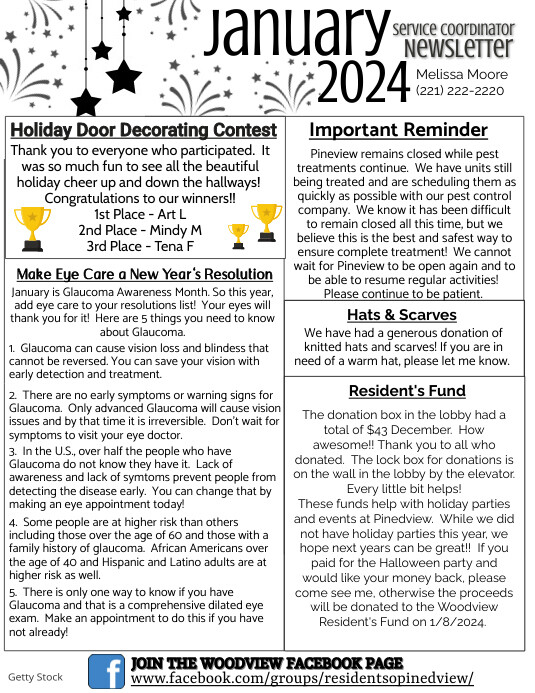 January Newsletter poster calendar template ( Ulotka (US Letter)