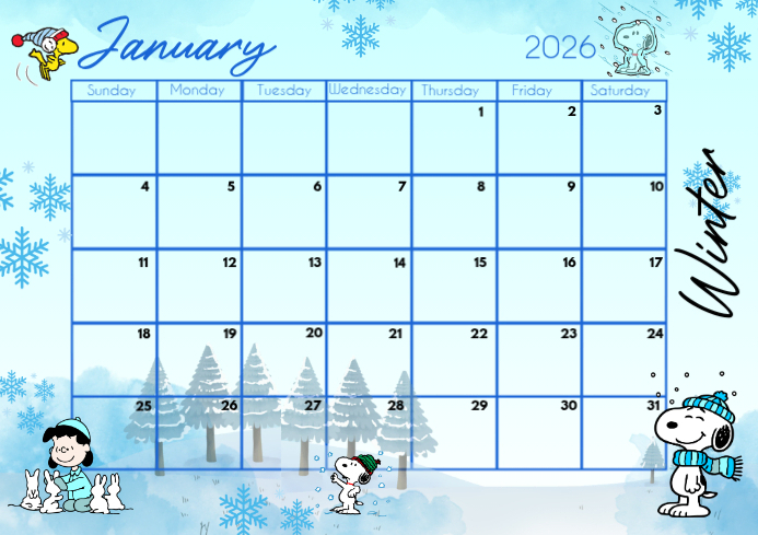 January Snoopy 2025 Calendar Template | PosterMyWall january-snoopy-2025-calendar-template-postermywall