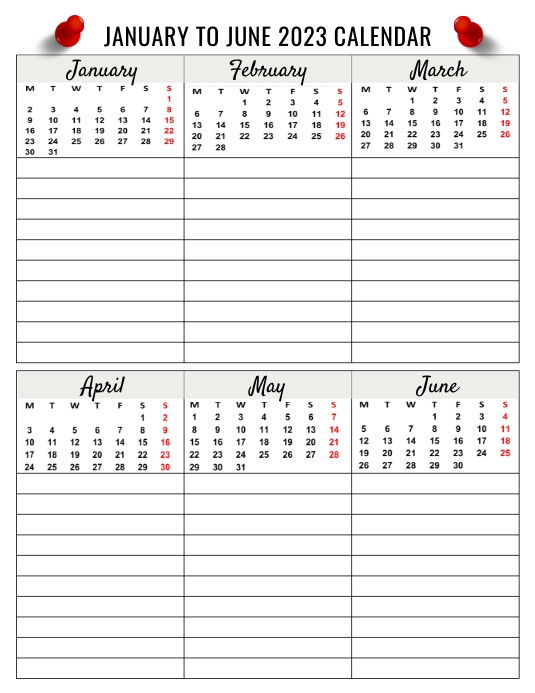 January to June 2023 Calendar Template | PosterMyWall January to June 2023 Calendar Template | PosterMyWall