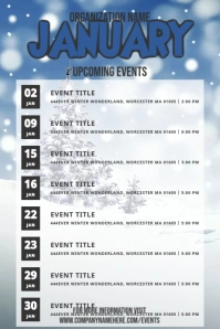 January Upcoming Event Planner Flyer Poster template