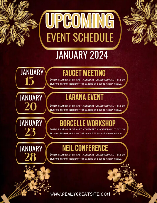 january upcoming event schedule (1) Flyer (US Letter) template