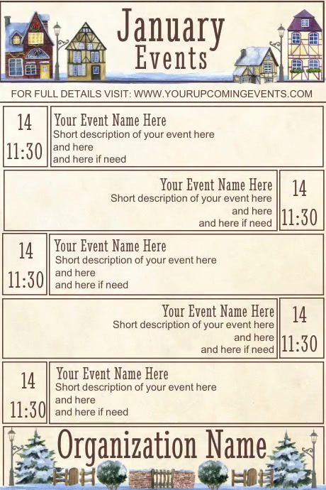 January Event Days Copy of January Upcoming Events Calendar | PosterMyWall