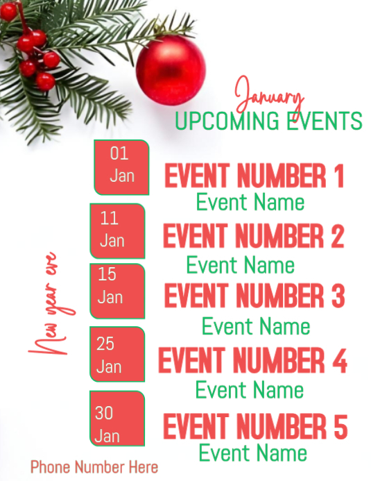 January Event Days January upcoming events Template | PosterMyWall