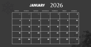 January Winter 2026 Facebook Calendar Snowflake template