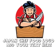 Japan Chef with Cartoon Style Logo template