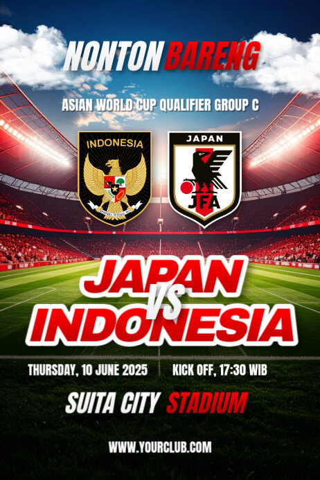 Japan vs Indonesia Football Match Poster template