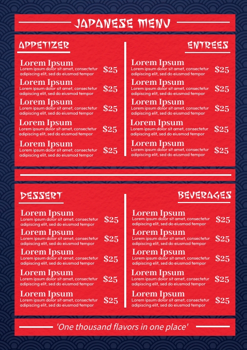 Example Japanese Menu Promotion Plantilla de Japanese Menu Template | PosterMyWall