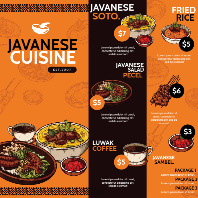 Javanese Cuisine Menu Instagram Post template