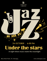 Jazz Concert Black And Yellow Flyer Image template